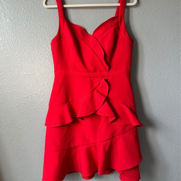 BCBGMAXAZRIA Red Dress Ruffle Tiered‎ Sweetheart Cocktail Party Size 8 NWT - Picture 6 of 7